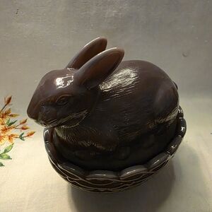 Beautiful Mosser Glass Bunny Dish In Eggplant Like A Purple Color